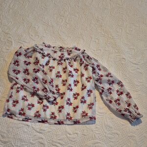Janie and Jack girls size 5 rose print blouse, body is lined sleeves sheer VGUC